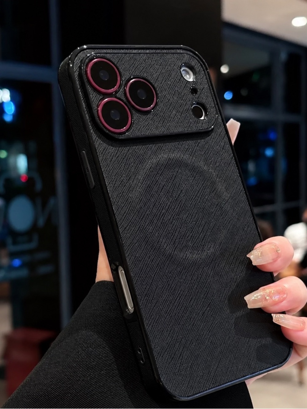 iPhone 18 Pro Max Case Black Textured Magnetic Protective Cover